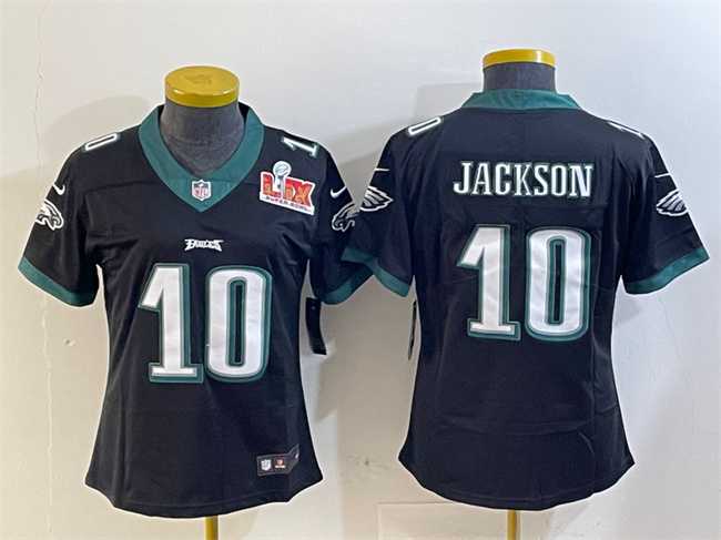 Womens Philadelphia Eagles #10 DeSean Jackson Black 2025 Super Bowl LIX Patch Vapor Untouchable Limited Stitched Jersey Dzhi